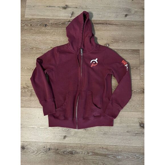 Peloton Womens Red Full Zip Hooded Sweater Size Medium - Picture 1 of 3